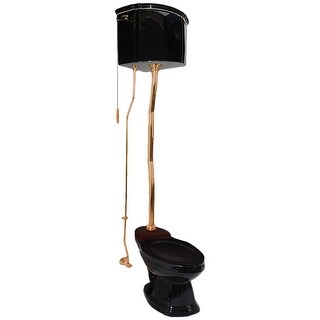 eko　1207 Black Corner High Tank Toilet, Round Bowl, Brass Z-Pipe